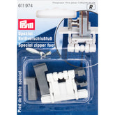 Prym pie especial para cremalleras en paquete plástico transparente con piezas de plástico blanco y gris, 611974 4002276119741