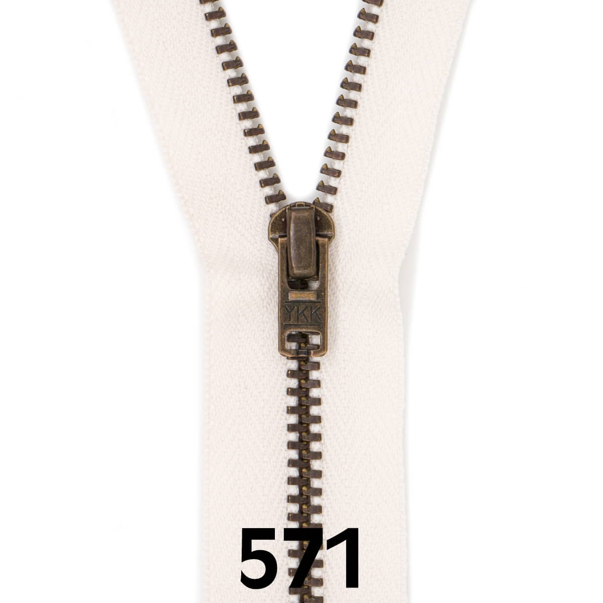 Broekrits metaal | brons fijn | 15 cm | YKK | 571 ecru Rits RITS - BROEK - BRONZE - 4.5 - 15CM - 571 - ECRU