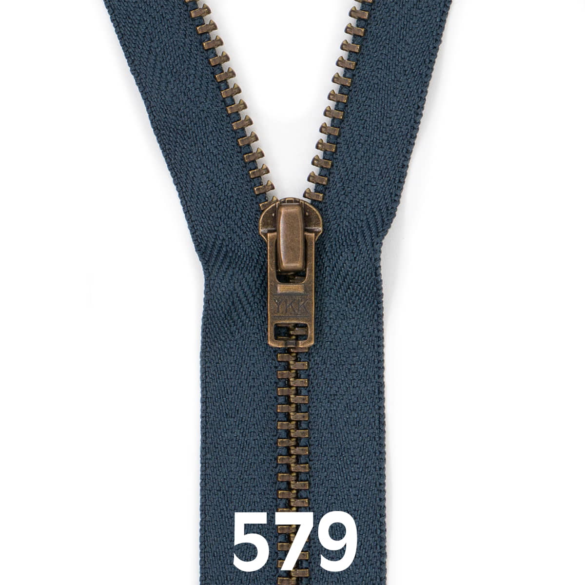 Broekrits metaal | brons fijn | 15 cm | YKK | 579 grijs Rits RITS - BROEK - BRONZE - 4.5 - 15CM - 579 - GREY