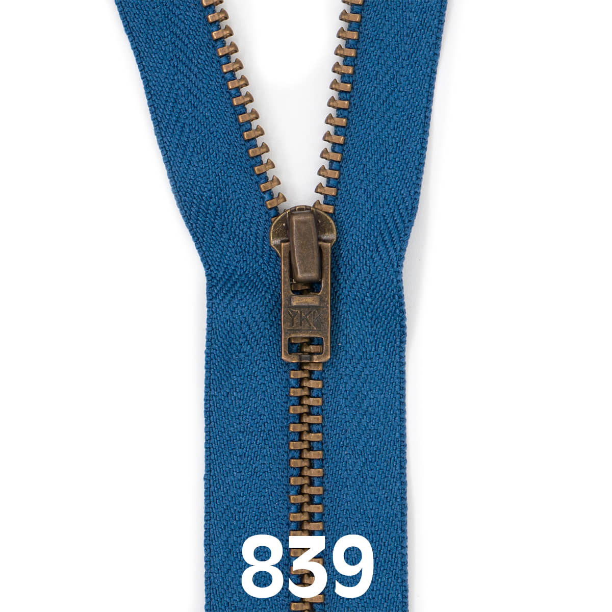 Broekrits metaal | brons fijn | 15 cm | YKK | 839 jeans blauw Rits RITS - BROEK - BRONZE - 4.5 - 15CM - 839 - JEAN - BLUE