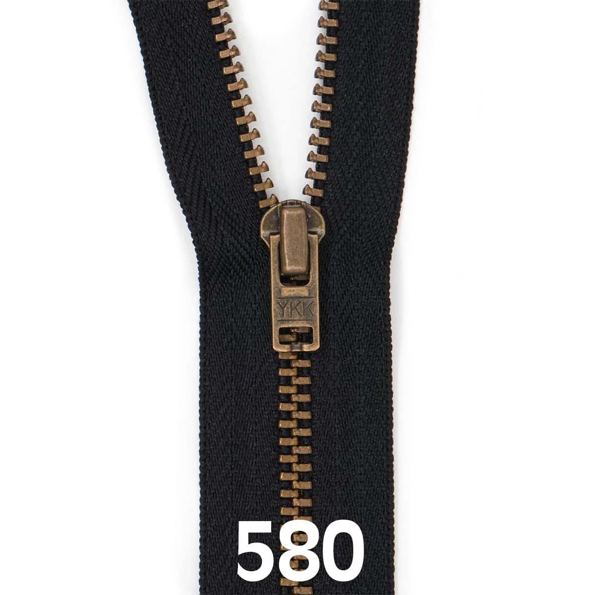 Broekrits metaal | brons fijn | 16 cm | YKK | 580 zwart Rits RITS - BROEK - BRONZE - 4.5 - 16CM - 580 - BLACK