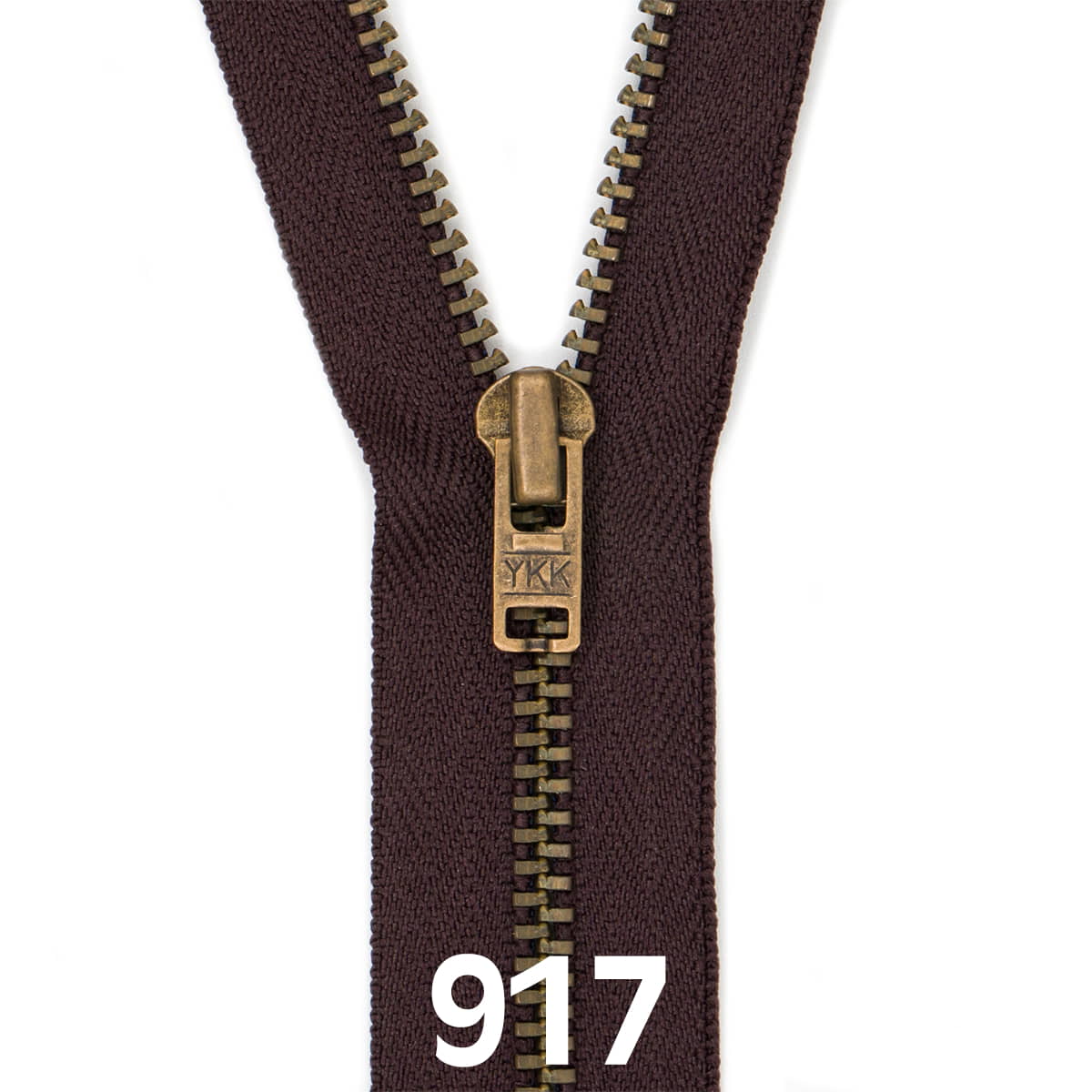Broekrits metaal | brons fijn | 16 cm | YKK | 917 diep bruin Rits RITS - BROEK - BRONZE - 4.5 - 16CM - 917 - DEEP - BROWN