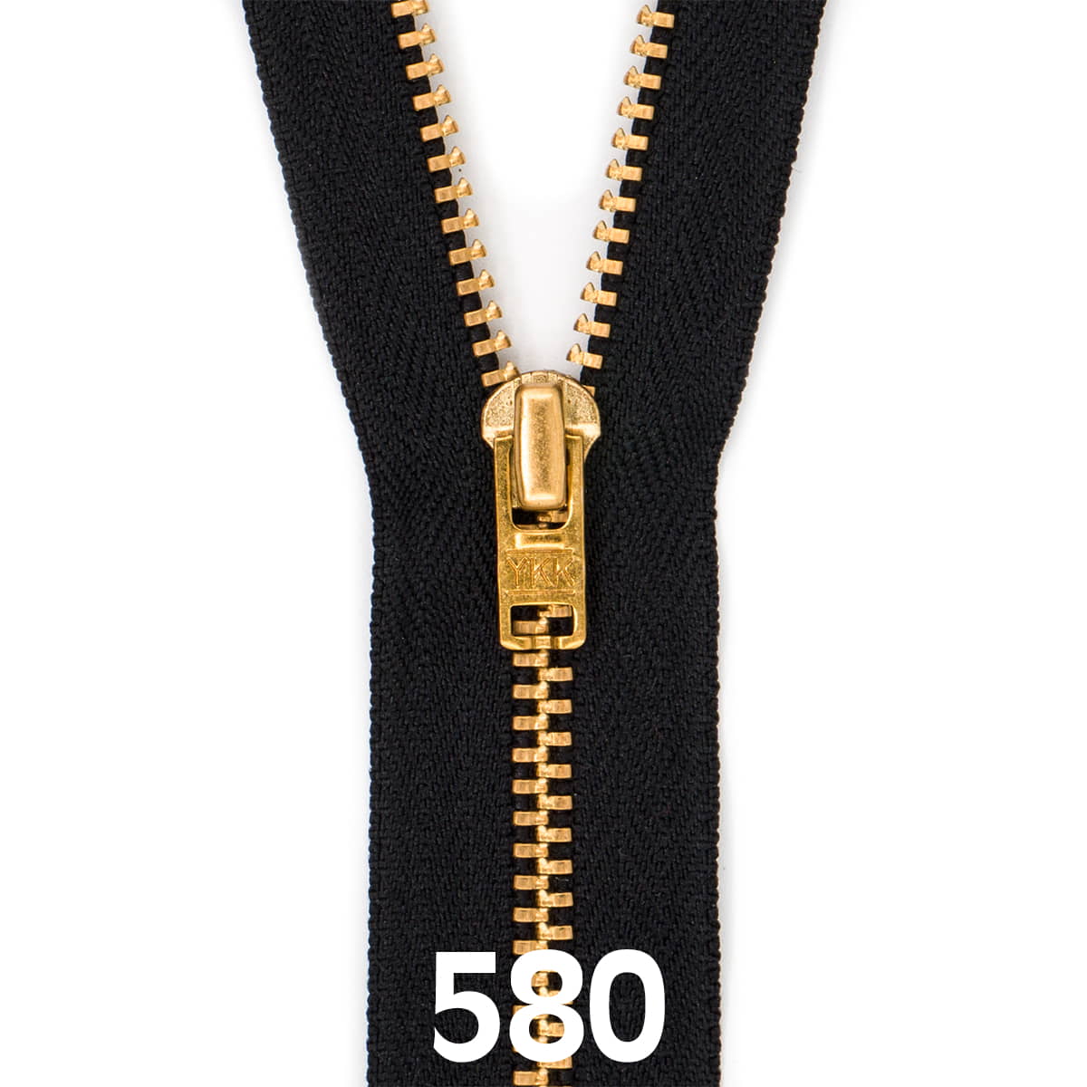 Broekrits metaal | goud fijn | 12 cm | YKK | 580 zwart Rits RITS - BROEK - GOLD - 4.5 - 12CM - 580 - BLACK