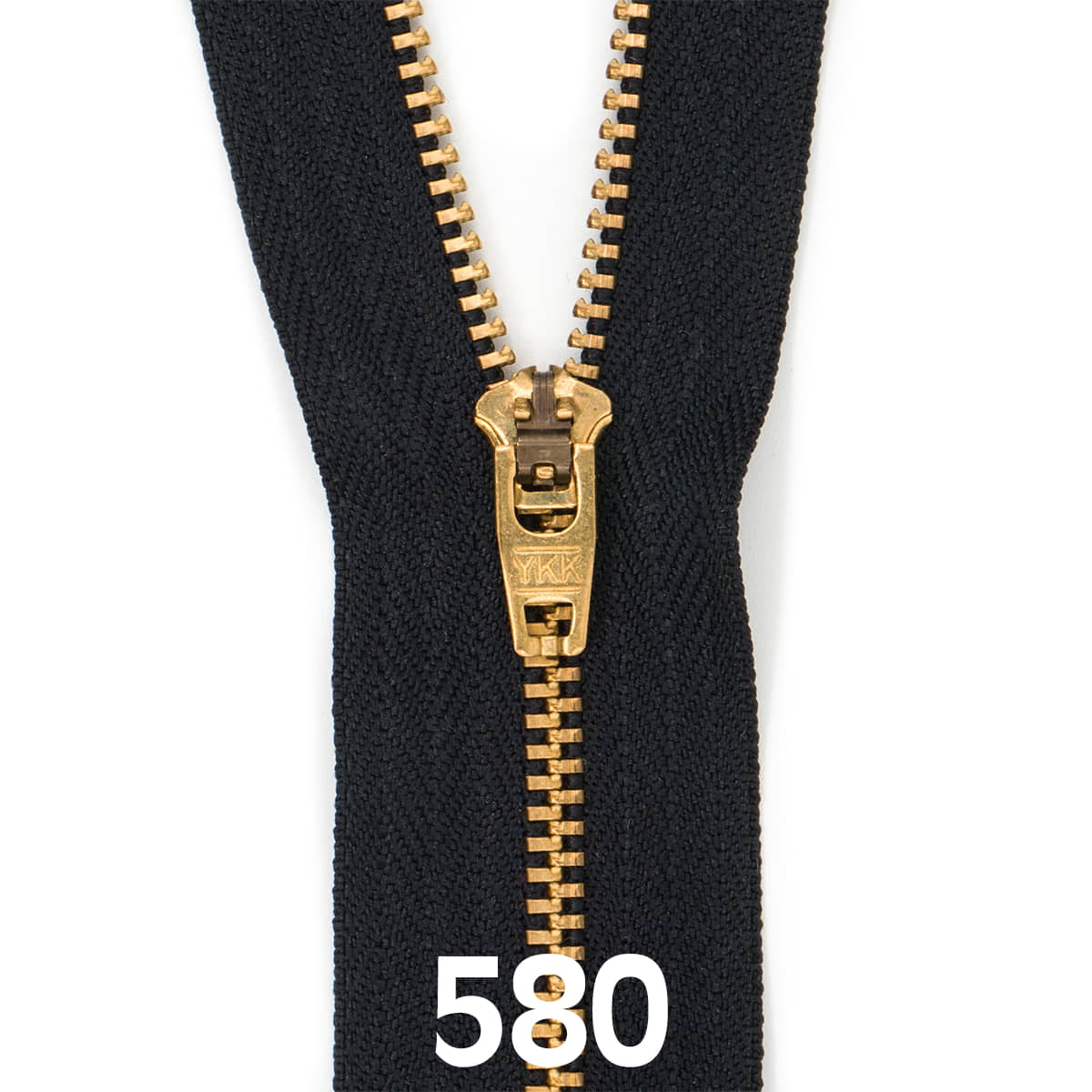 Broekrits metaal | goud fijn | 20 cm | YKK | 580 zwart Rits RITS - BROEK - GOLD - 4.5 - 20CM - 580 - BLACK