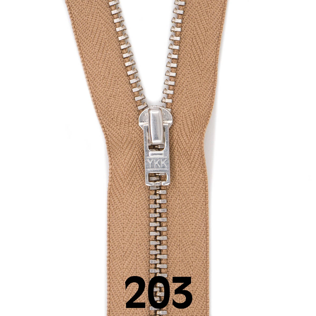 Broekrits metaal | zilver fijn | 12 cm | YKK | 203 tan Rits RITS - BROEK - SILVER - 4.5 - 12CM - 203 - TAN