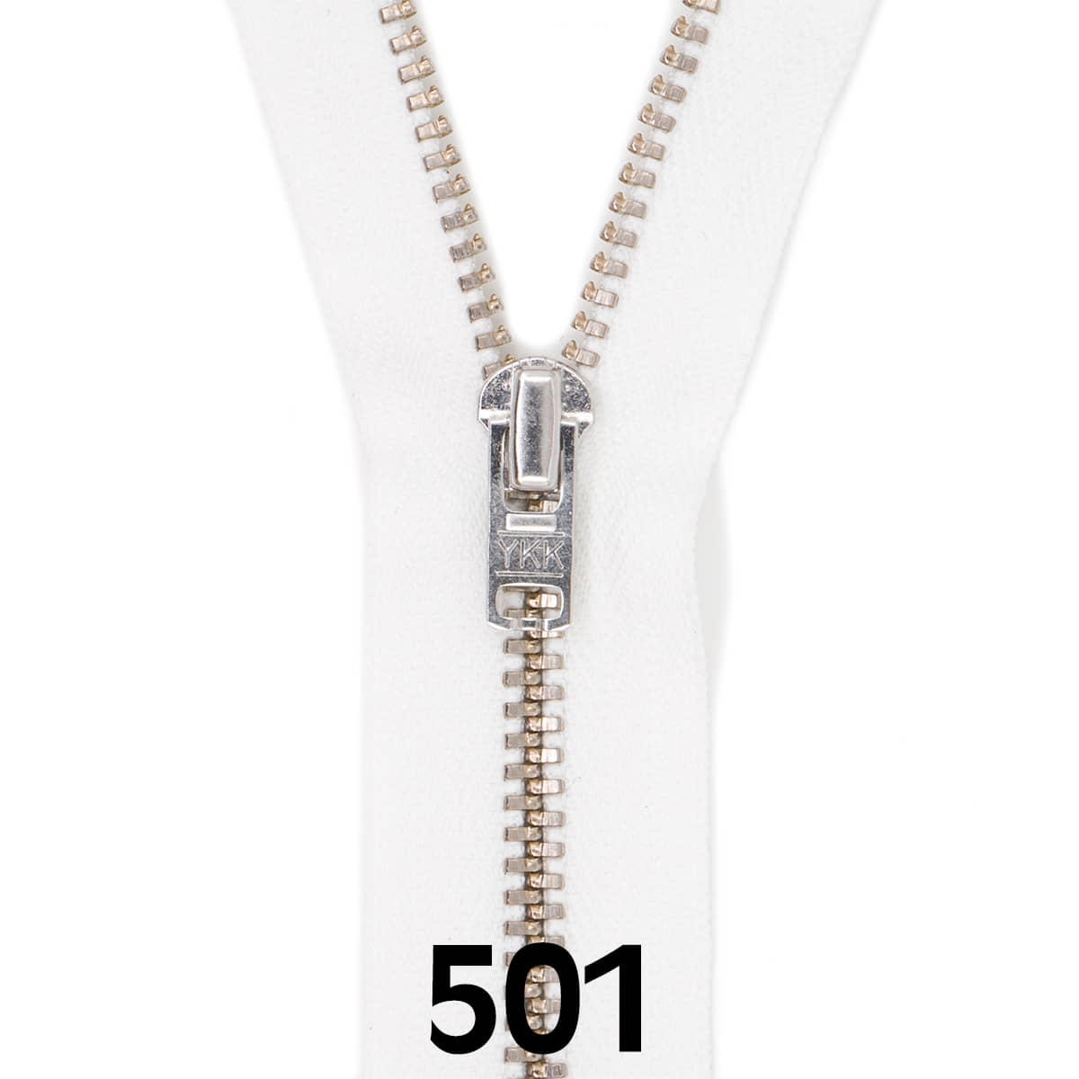 Broekrits metaal | zilver fijn | 12 cm | YKK | 501 wit Rits RITS - BROEK - SILVER - 4.5 - 12CM - 501 - WHITE