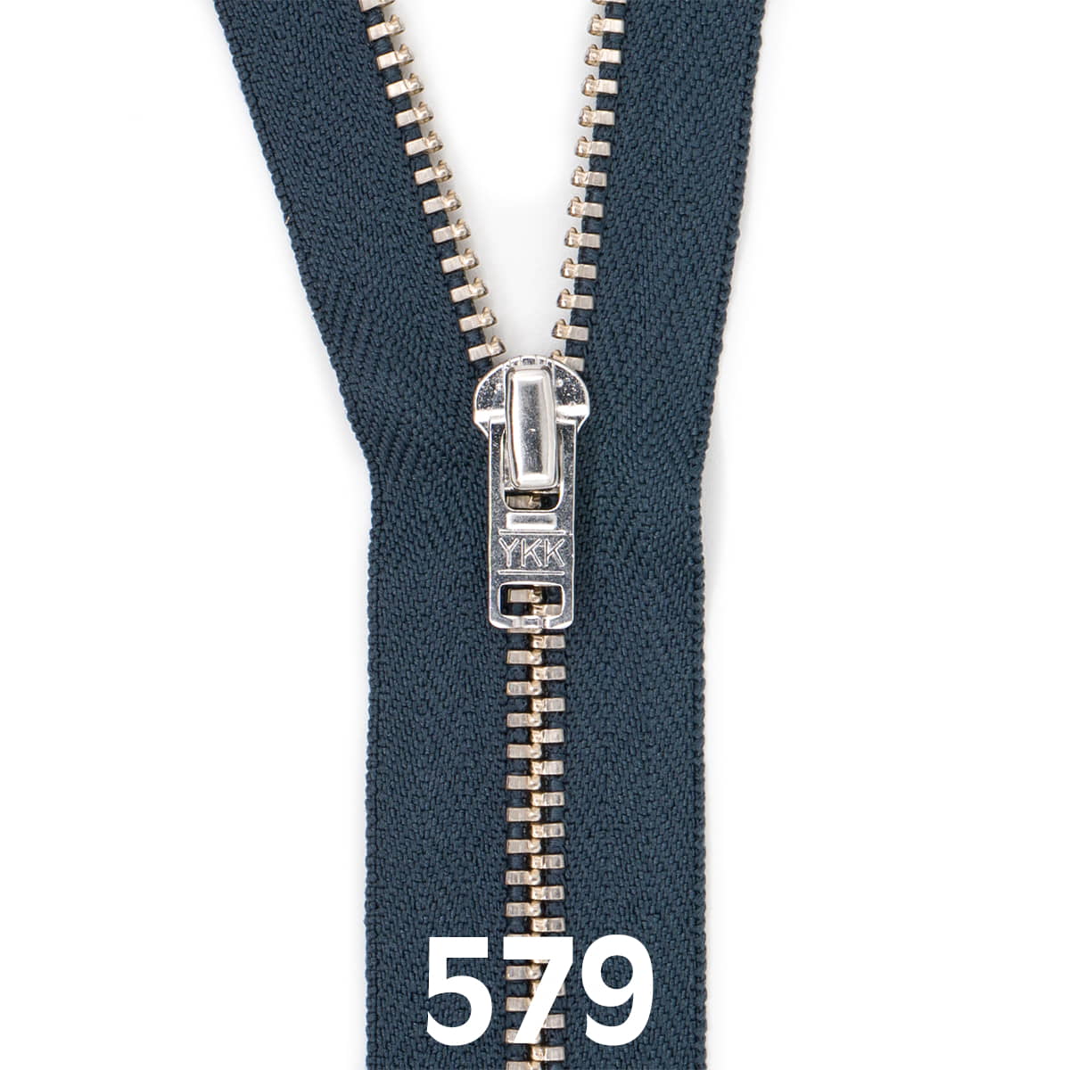 Broekrits metaal | zilver fijn | 12 cm | YKK | 579 grijs Rits RITS - BROEK - SILVER - 4.5 - 12CM - 579 - GREY