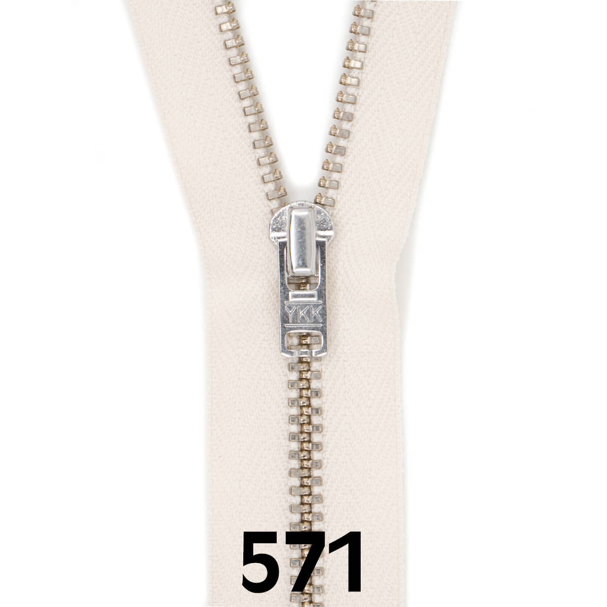 Broekrits metaal | zilver fijn | 15 cm | YKK | 571 ecru Rits RITS - BROEK - SILVER - 4.5 - 15CM - 571 - ECRU