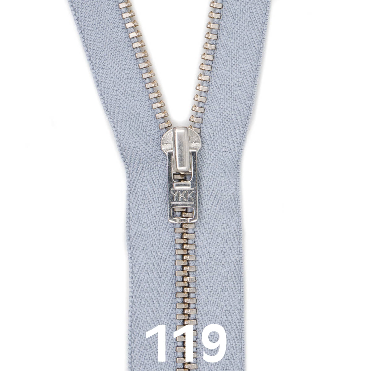 Broekrits metaal | zilver fijn | 16 cm | YKK | 119 licht grijs Rits RITS - BROEK - SILVER - 4.5 - 16CM - 119 - LITE - GREY