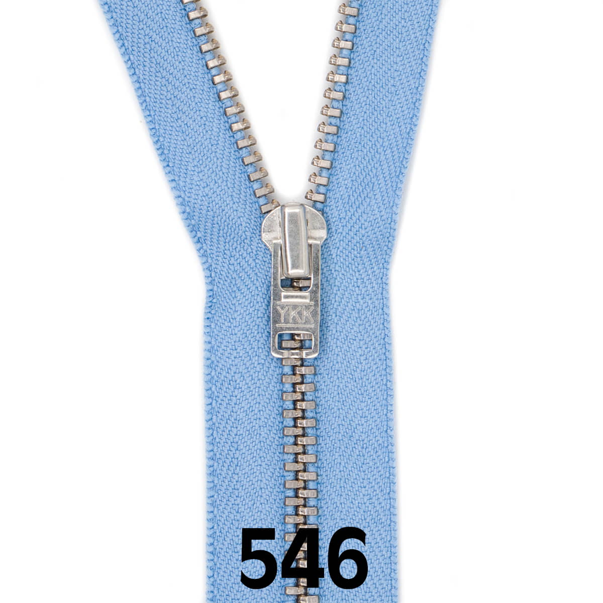 Broekrits metaal | zilver fijn | 16 cm | YKK | 546 licht blauw Rits RITS - BROEK - SILVER - 4.5 - 16CM - 546 - LITE - BLUE