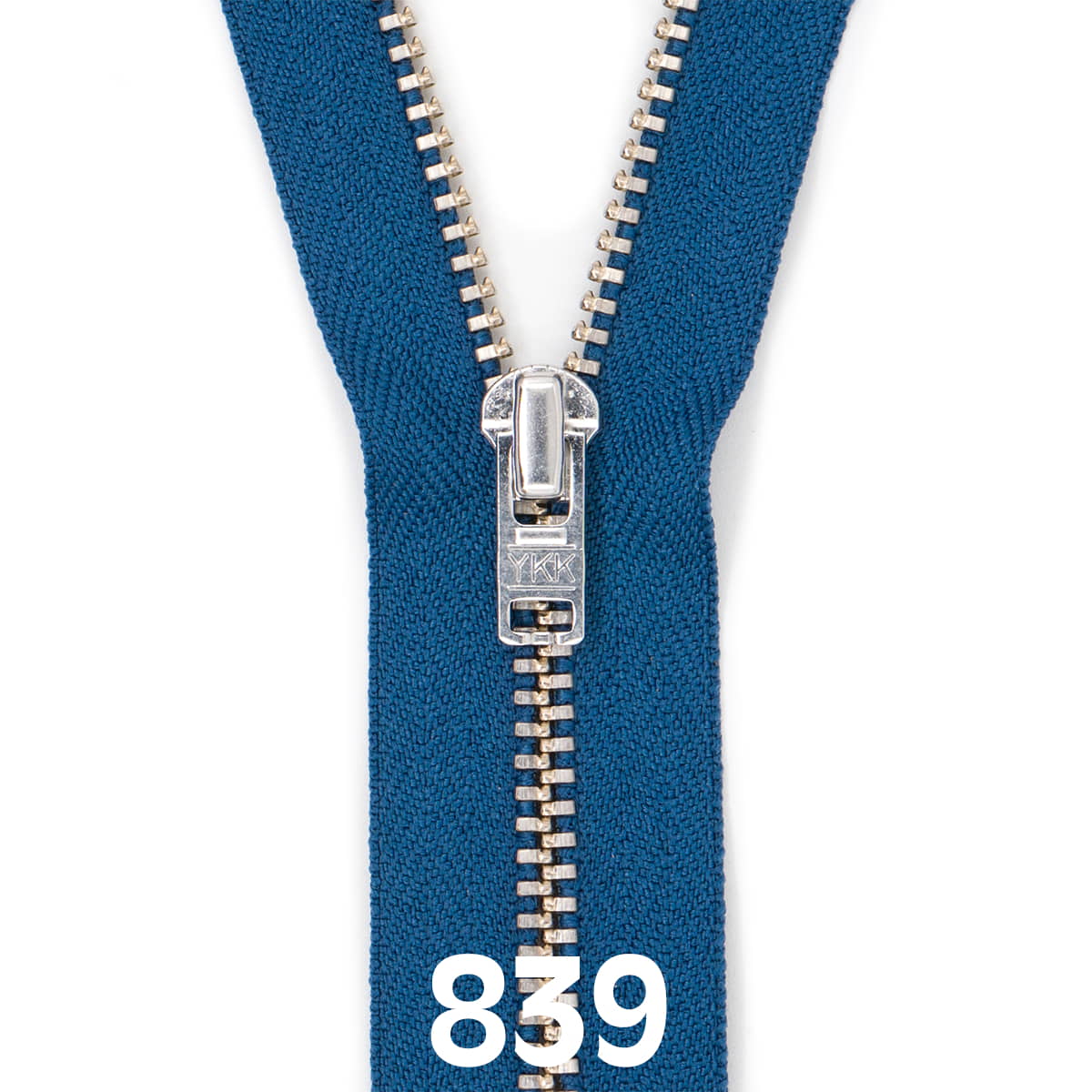 Broek rits metaal | zilver fijn | 16 cm | YKK | 839 jeans blauw Rits RITS - BROEK - SILVER - 4.5 - 16CM - 839 - JEAN - BLUE