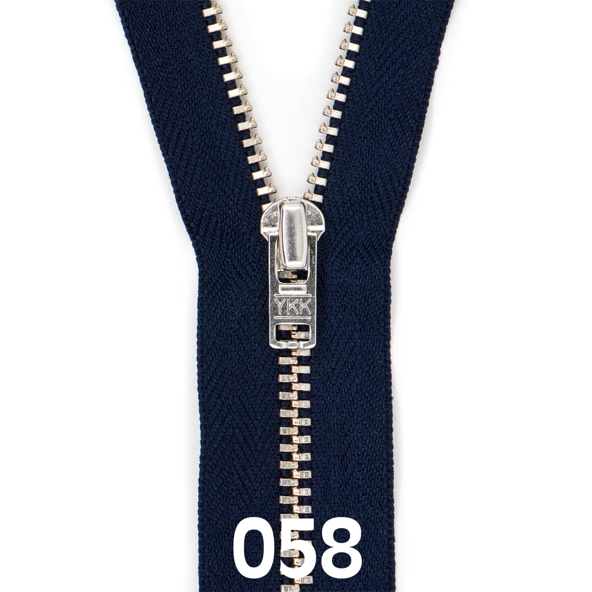 Broek rits metaal | zilver fijn | 20 cm | YKK | 058 donkerblauw Rits RITS - BROEK - SILVER - 4.5 - 20CM - 058 - DBLUE