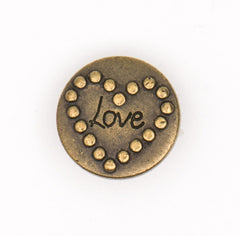 Bronzen 'Love' Knoop 15x15mm Knopen KNP00092