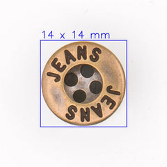 Bronzen Metalen Jeans Knoop - 14 mm met JEANS Reliëf Knopen KNP00222