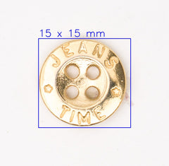Casual metalen Jeansknoop JEANS TIME 15x15 mm met Gouden Finish Knopen KNP00152