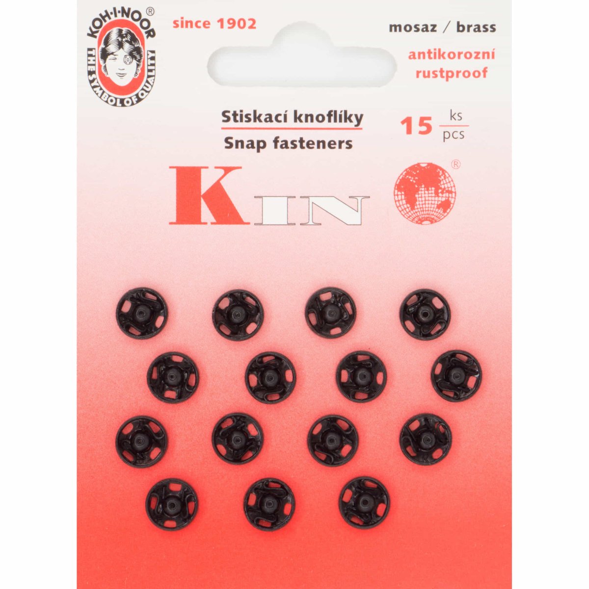 Drukknopen opnaaibaar zwart metaal 8mm 15 stuks Drukkers KOH00020 8590265101267 - Fourniturenkraam.nl