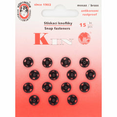 Drukknopen opnaaibaar zwart metaal 8mm 15 stuks Drukkers KOH00020 8590265101267 - Fourniturenkraam.nl