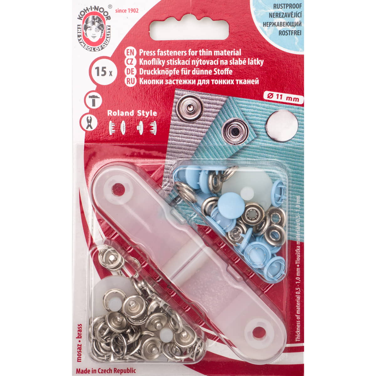 Drukknopen set | 11 mm | Roland Jersey | lichtblauw | 15 stuks Drukknopen KIN - 11 - ROLAND - LICHTBLAUW - 1900 8590265080654