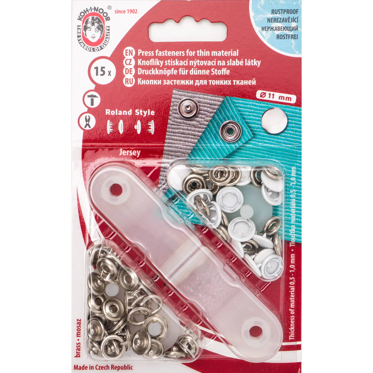 Drukknopen set | 11 mm | Roland Jersey | wit | 15 stuks Drukknopen KIN - 11 - ROLAND - WIT - 1950 8590265080333