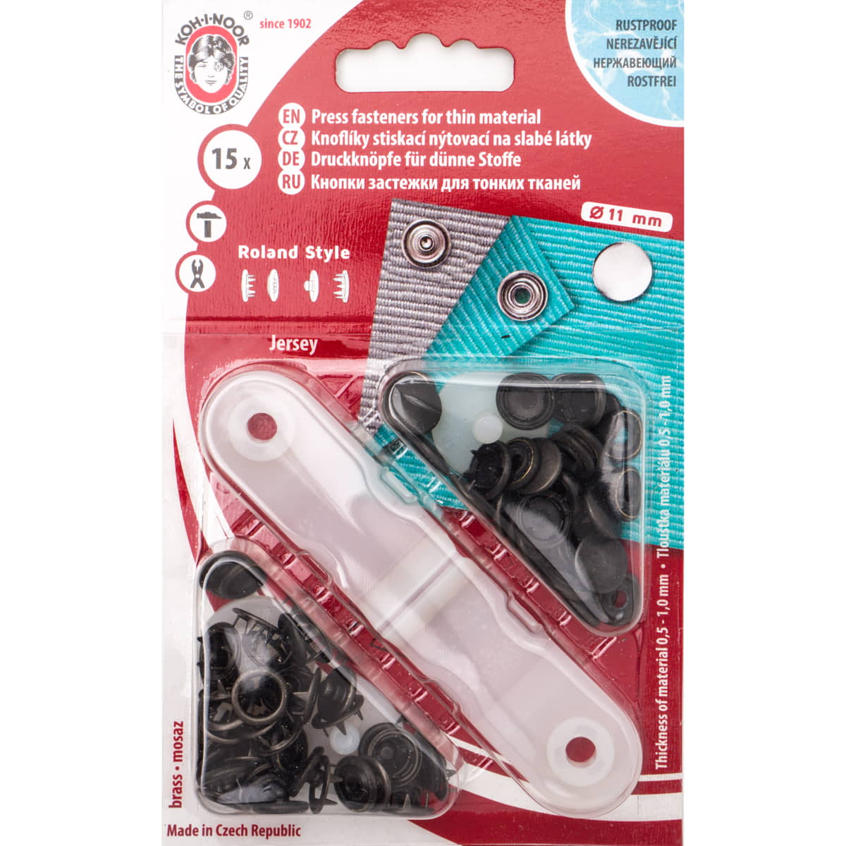 Drukknopen set | 11 mm | Roland Jersey | zwart metaal | 15 stuks Drukknopen KIN - 11 - ROLAND - BLACK - NICKEL 8590265007064