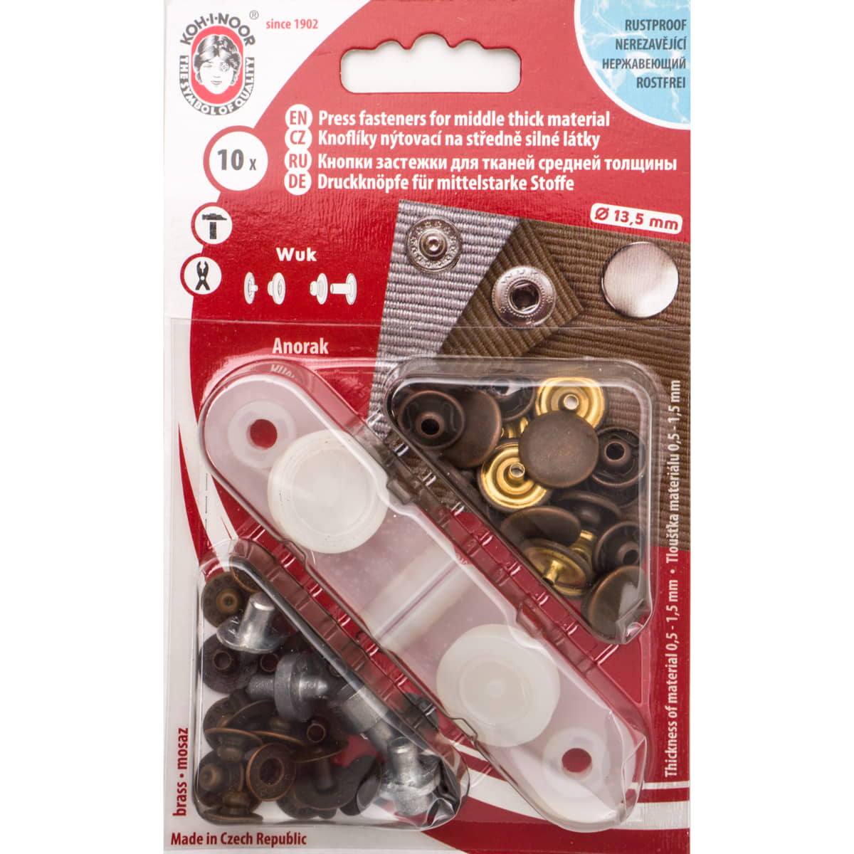 Drukknopen set | 13,5 mm | Wuk Anorak | brons | 10 stuks Drukknopen KIN - 13 - WUK - BRONS 8590265004759