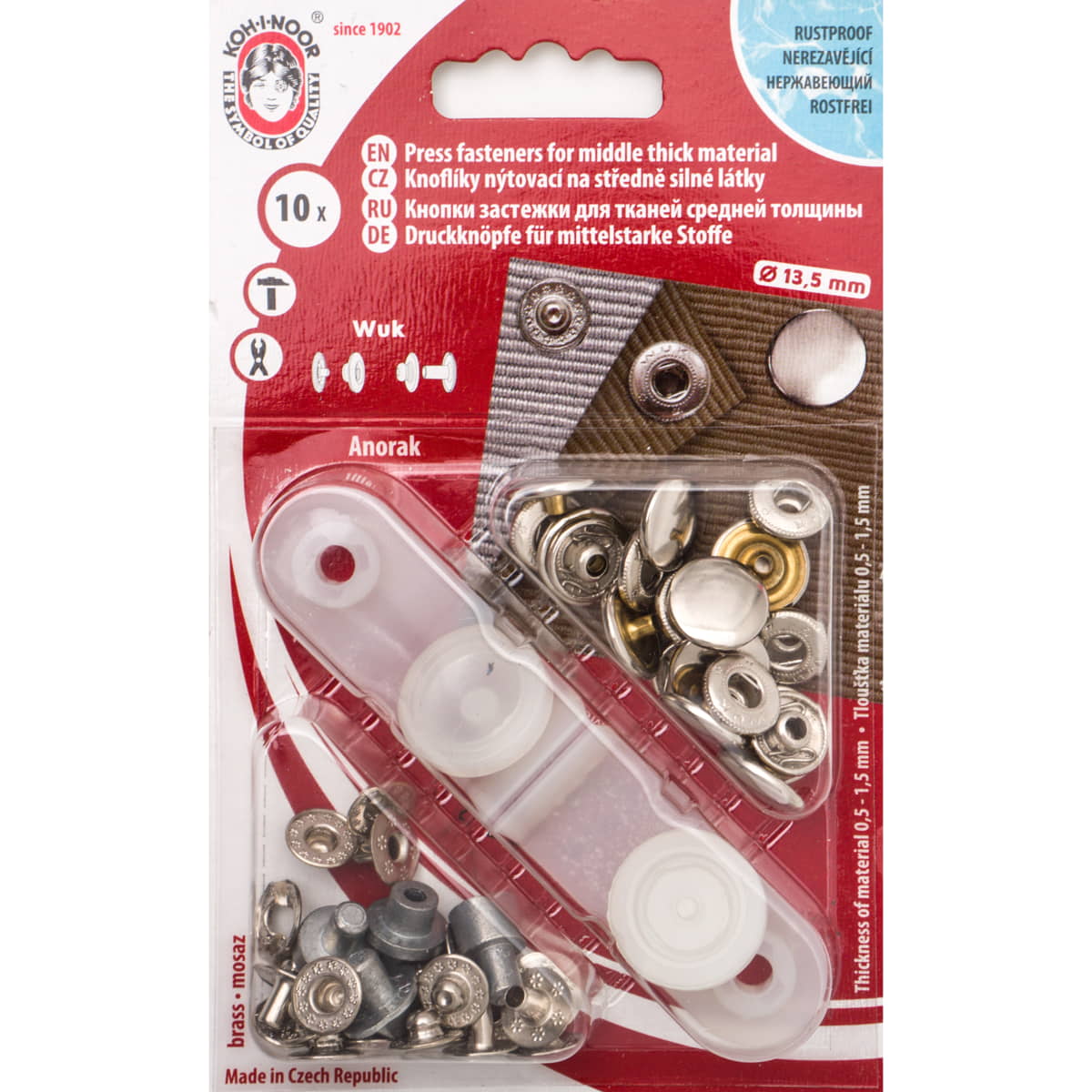 Drukknopen set | 13,5 mm | Wuk Anorak | zilver | 10 stuks Drukknopen KIN - 13 - WUK - ZILVER 8590265004773