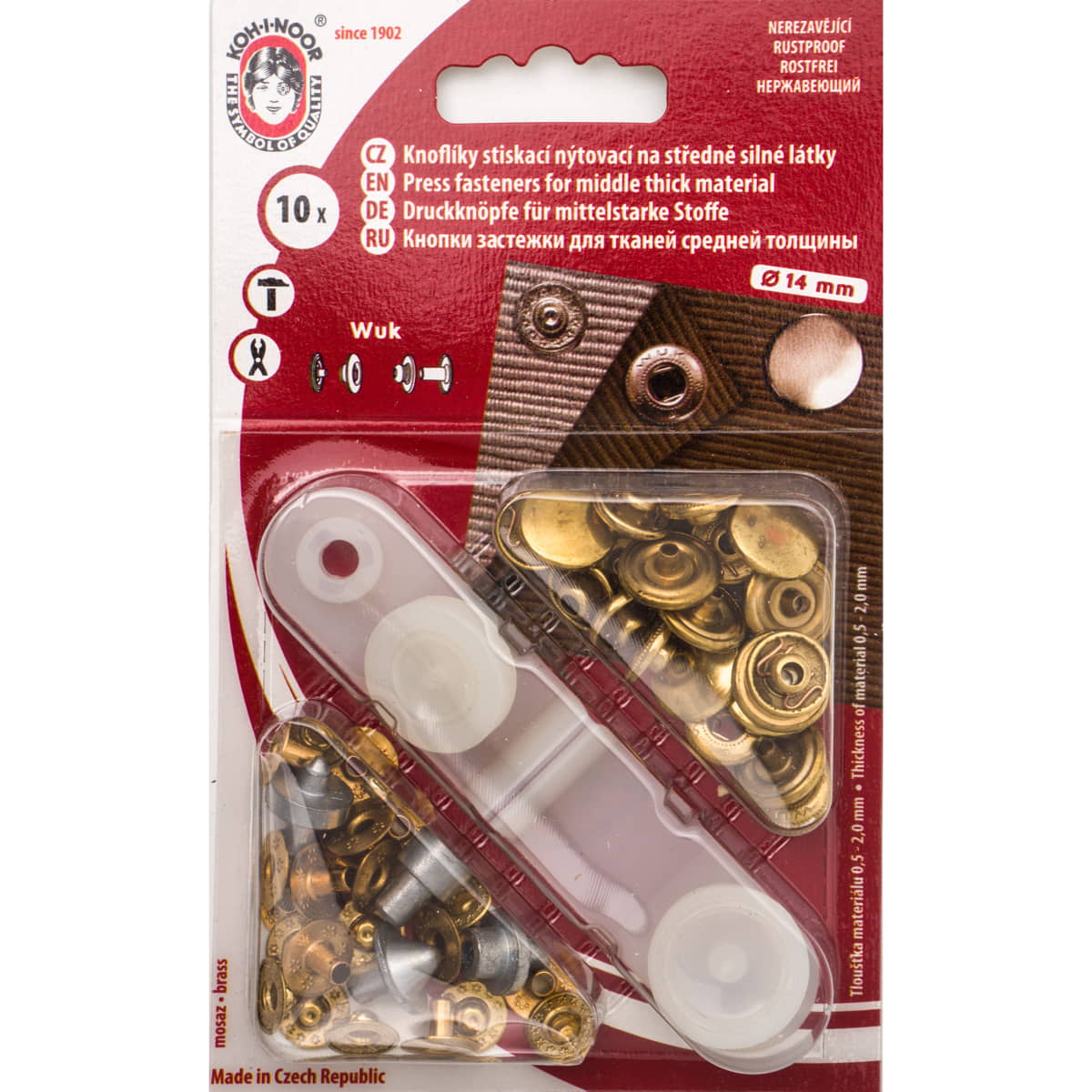 Drukknopen set | 14 mm | Wuk Anorak | messing | 10 stuks Drukknopen KIN - 13 - WUK - MESSING 8590265004728