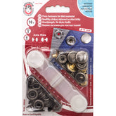 Boutons pression argent antique 15mm pour tissu épais, 10 pcs en blister, Koh-i-Noor KIN-15-AUTO-MOTO-ANTIEK-ZILVER 8590265003004