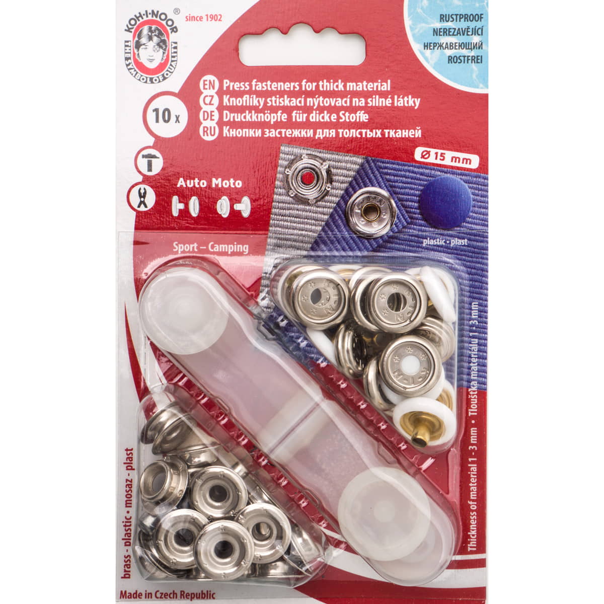 Drukknopen set | 15 mm | Sport - Camping | wit | 10 stuks Drukknopen KIN - 15 - AUTO - MOTO - WIT - 1950 8590265065675