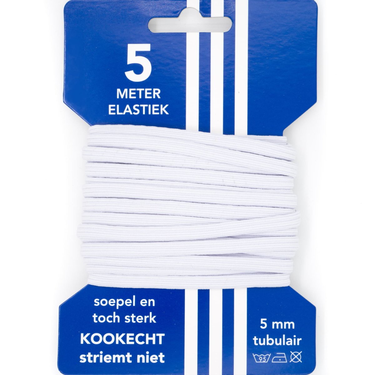 Elastiek wit 5mm breed 5m tubulair soepel Elastiek ELS00010 - Fourniturenkraam.nl