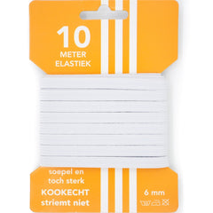 Directoire Elastiek 6 mm Wit 5 Meter Elastiek DIRECTOIRE-ELASTIEK-6MM-5M-WIT - Fourniturenkraam.nl