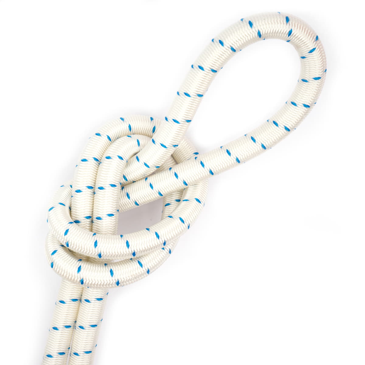 Elastisch koord 10 mm wit met blauw markering - aanbieding 10 meter elastisch koord EK - 10MM - WIT - BLAUW - 10M