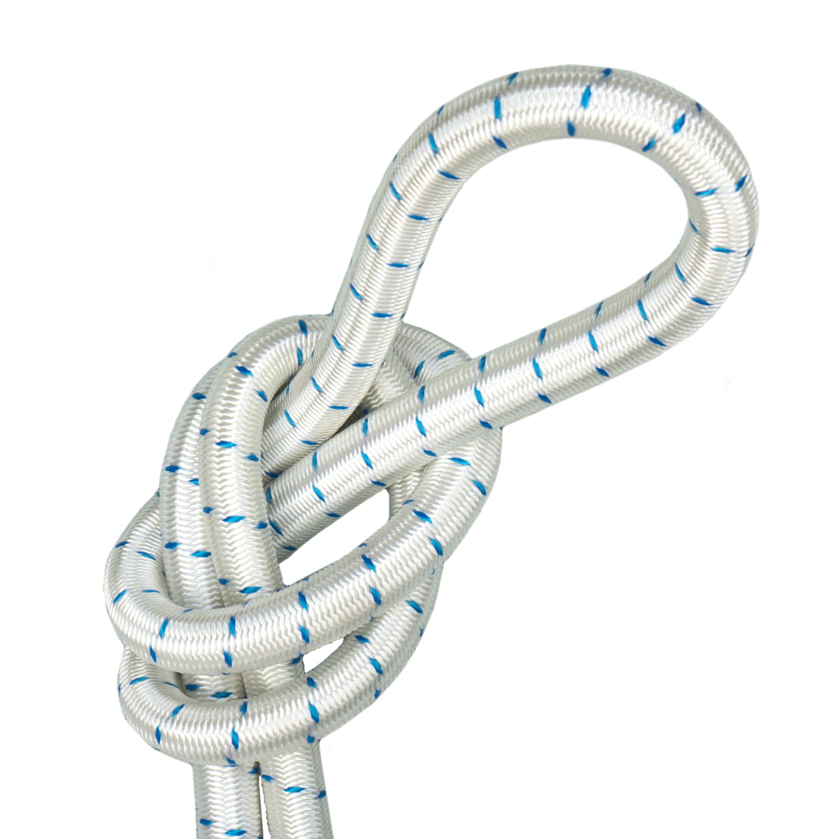 Elastisch koord 14 mm wit met blauw markering - aanbieding 10 meter elastisch koord EK - 14MM - WIT - BLAUW - 10M