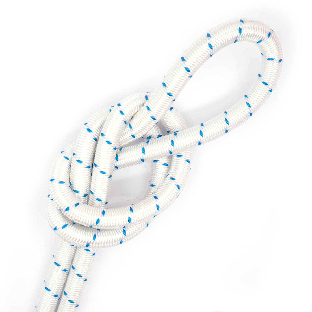 Elastisch koord 8 mm wit met blauw markering elastisch koord EK - 8MM - WIT - BLAUW - PM