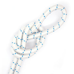 Elastisch koord 8 mm wit met blauw markering elastisch koord EK - 8MM - WIT - BLAUW - PM