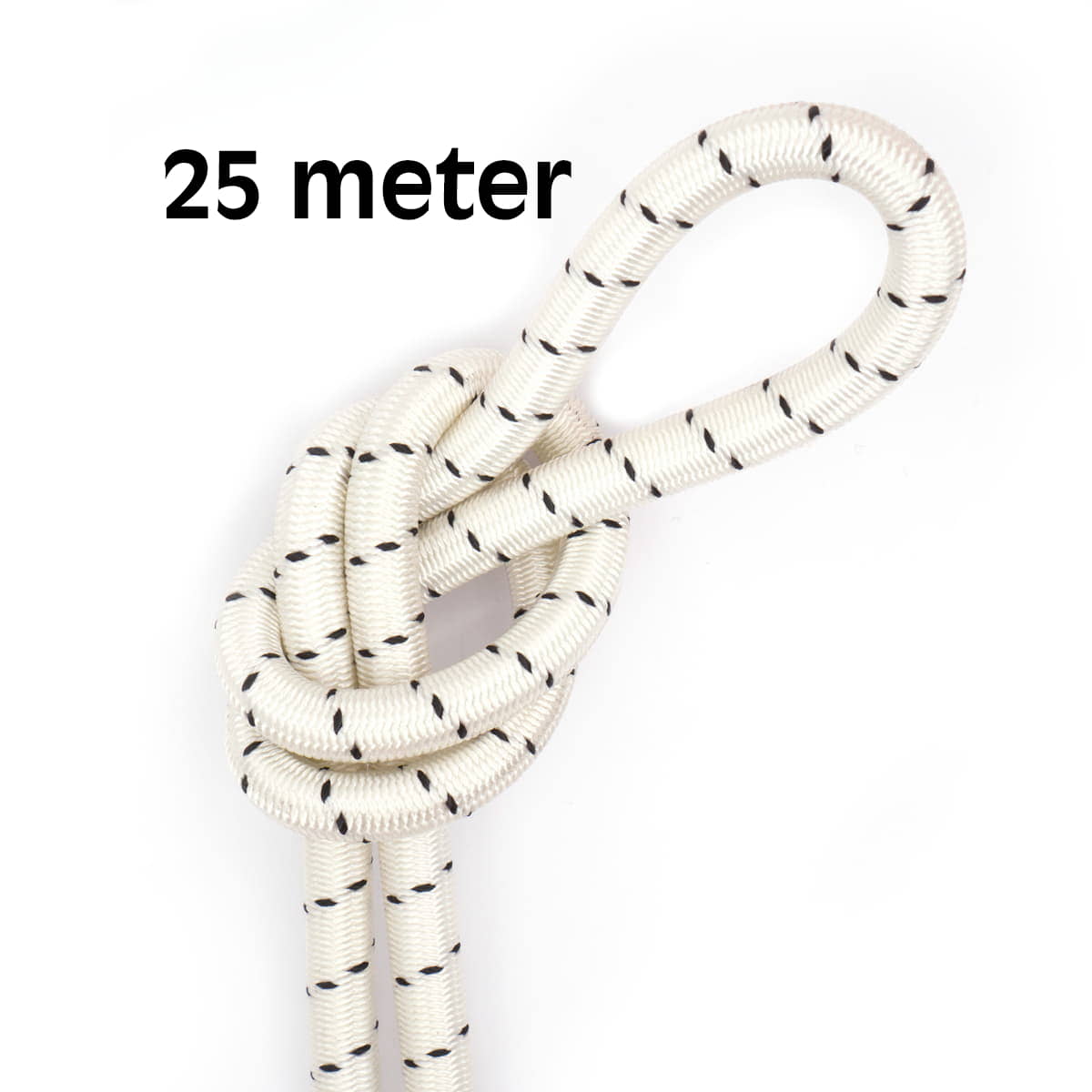 Elastisch koord 8 mm wit met zwart markering - aanbieding 25 meter elastisch koord EK - 8MM - WIT - ZWART - 25M