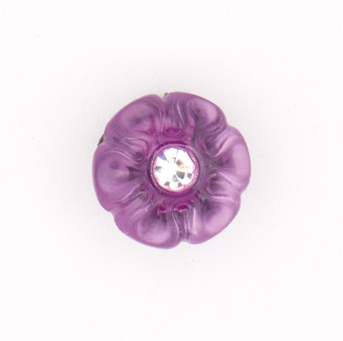 Elegante Roze Bloemknoop met Strass - Ringbevestiging - 12x12 mm Knopen KNP00079