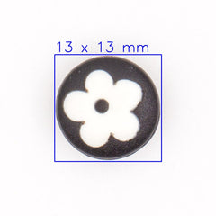 Elegante Zwarte Knoop met Witte Bloem - 13x13 mm Knopen KNP00051