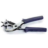 Una perforadora giratoria plateada y azul con múltiples cabezales, sobre fondo blanco. PRYM390905 4002273909055