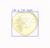 Gele Parelmoer Hartvormige Knoop met Strik 14x14mm Knopen KNP00014