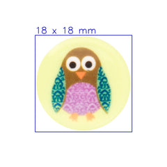 Gele Uil Knoop met Patroon 18x18mm Knopen KNP00093