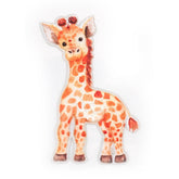 A cute, orange and white spotted giraffe applique with textured details, isolated on white. HKM-44448