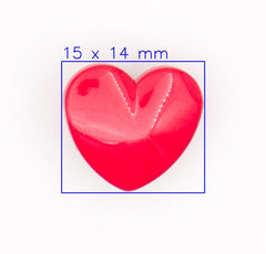 Glanzende Rode Hart Knoop 15x14mm Knopen KNP00021