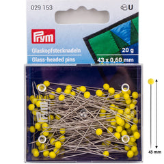 Glaskopspelden extra lang 43 mm | geel | prym 029153 Spelden PRYM - 029153 4002270291535