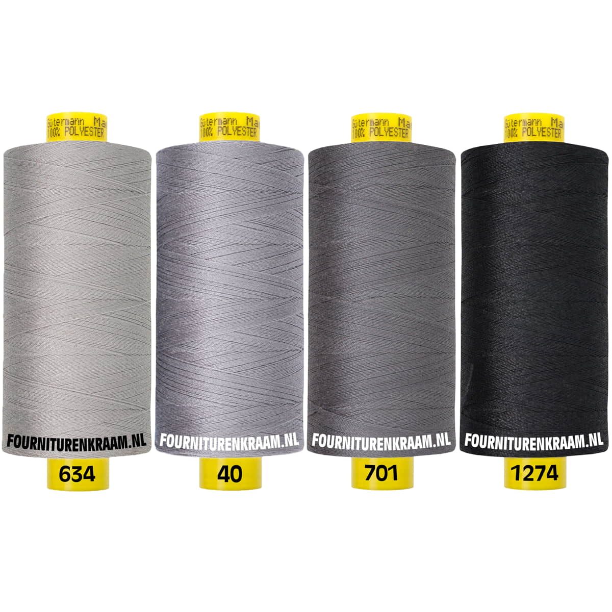 Gütermann Mara 1000m | naaigaren set van 4 | grijs zwart naaigaren set MARA - SET - 634 - 40 - 701 - 1274
