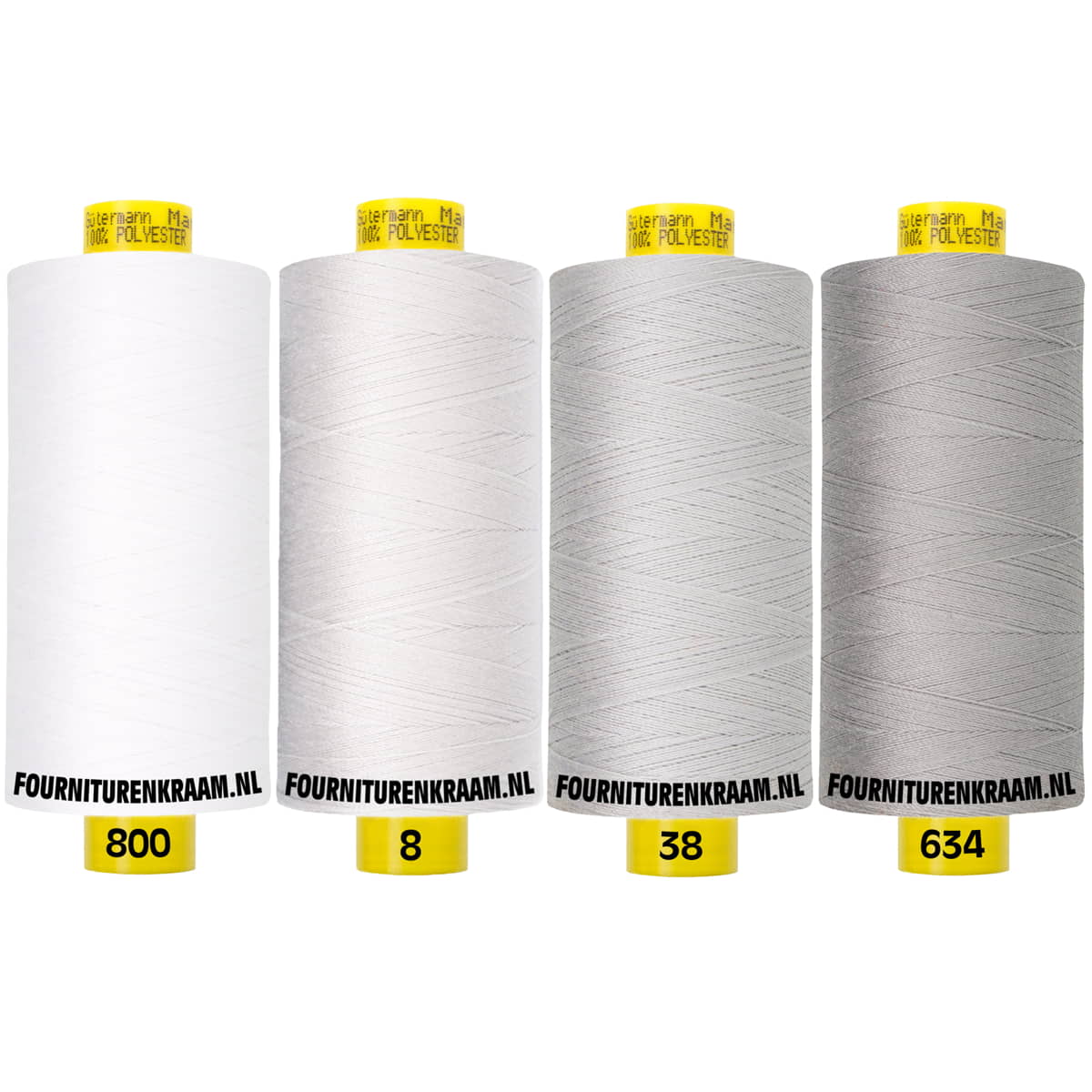 Gütermann Mara 1000m | naaigaren set van 4 | wit grijs naaigaren set MARA - SET - 800 - 8 - 38 - 634