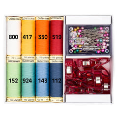 Gütermann naaigaren set met Spelden en Stofclips - 8x100m naaigaren set GM - SET - SPELDEN - 734568 4029394759307