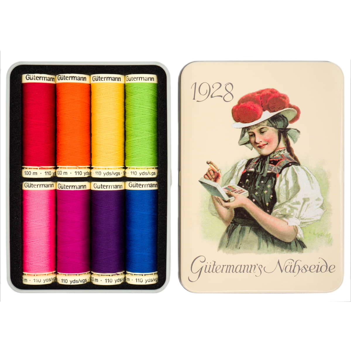 Gütermann Nostalgie naaigaren set | regenboog kleuren - 1928 naaigaren set GM - NOSTALGIA - 1928 - 640952 4029394681837