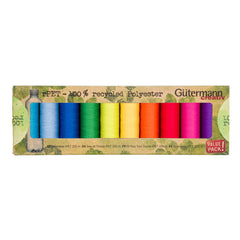 Gütermann rPET naaigaren set - regenboog - 10x100 meter naaigaren set GM - rPET - BASIS - 731138 - 3 4029394648984