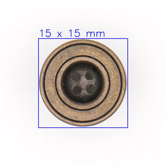 Klassieke Bronzen Metalen Knoop - 15 mm met Vier Gaten Knopen KNP00209